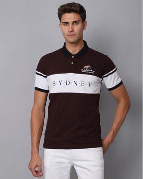 slim fit colourblock polo t-shirt