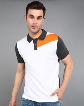 slim fit colourblock polo t-shirt