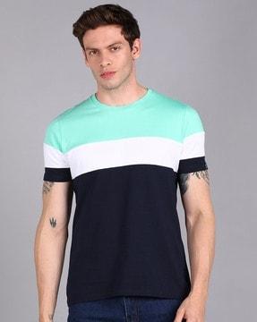 slim fit colourblock round-neck t-shirt