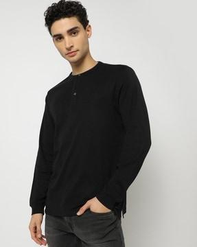 slim fit cotton henley t-shirt