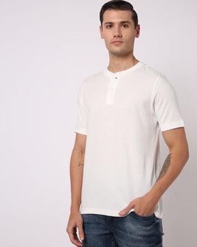 slim fit cotton henley t-shirt