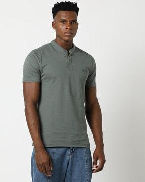 slim fit cotton henley t-shirt