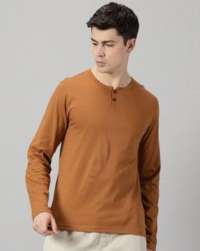 slim fit cotton henley t-shirt