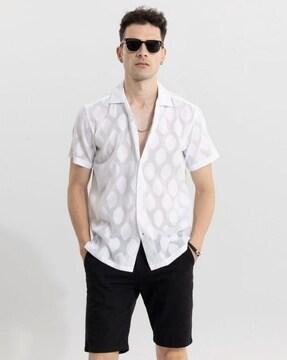 slim fit cotton shirt with cuban collar