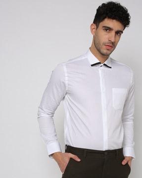 slim fit cotton shirt with patch pocket