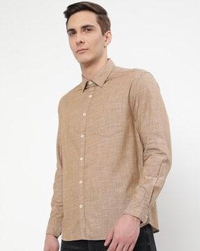 slim fit cotton shirt with patch pocket