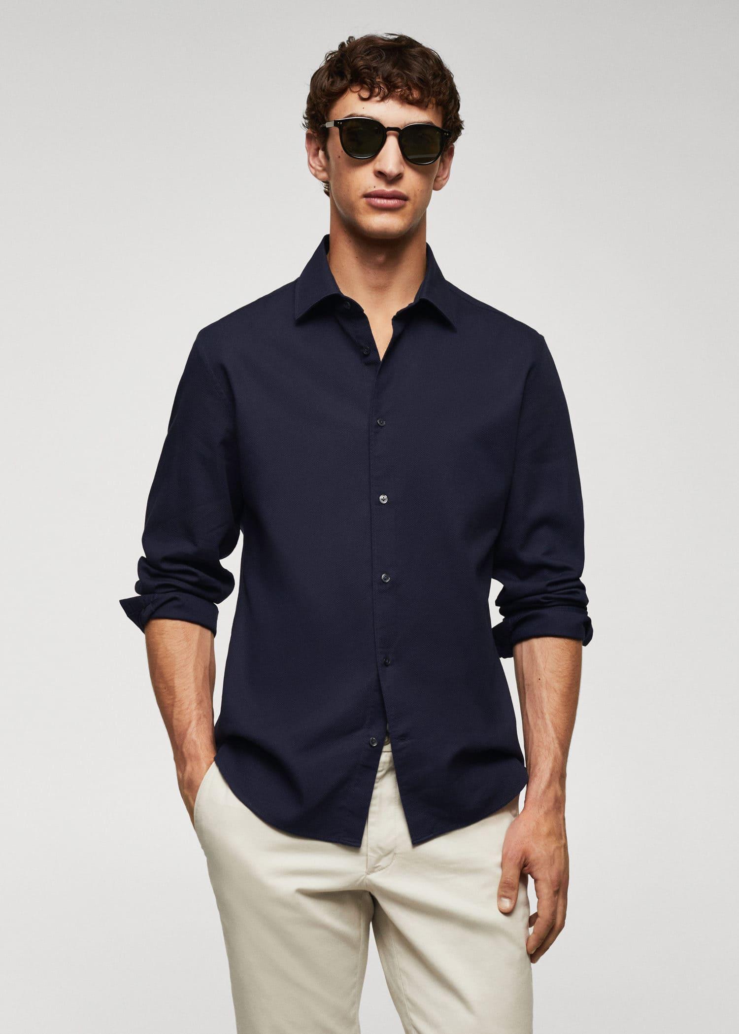 slim-fit cotton structured shirt
