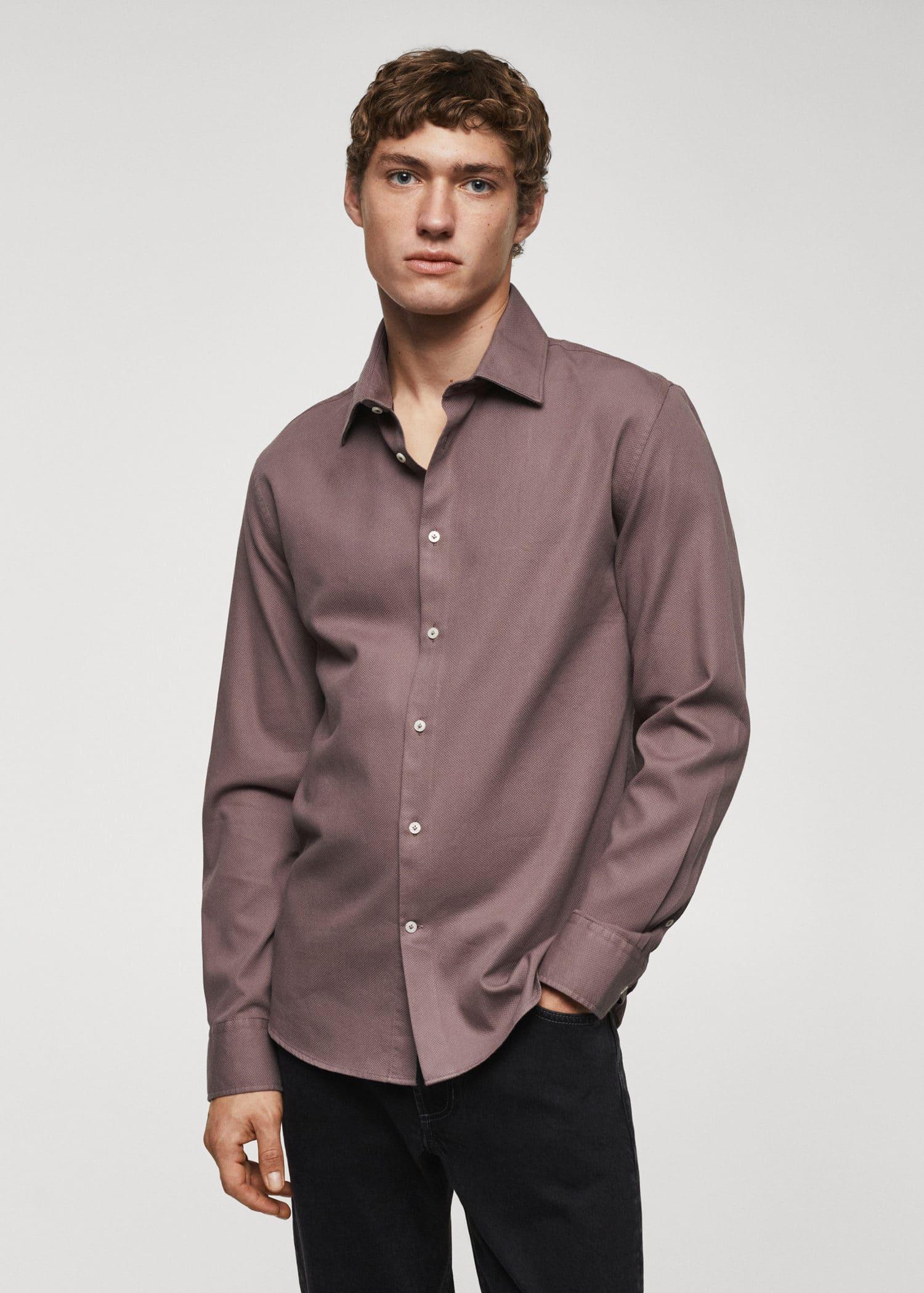 slim-fit cotton structured shirt