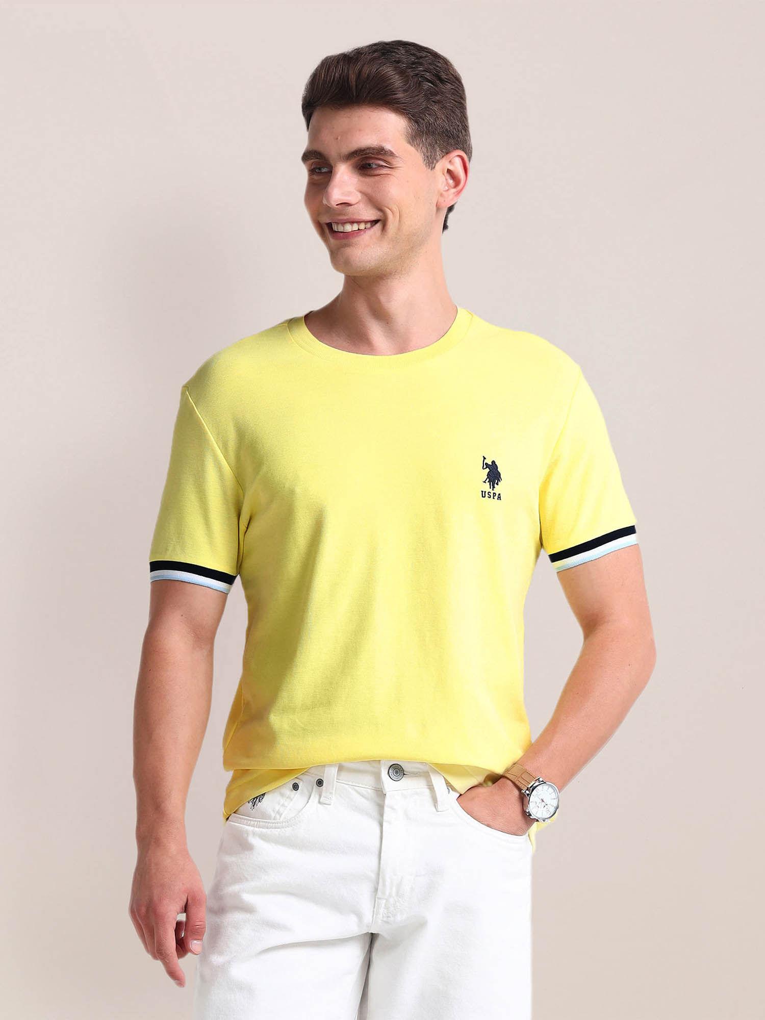 slim fit cotton t-shirt yellow