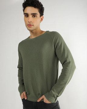 slim fit crew-neck raglan-sleeve t-shirt