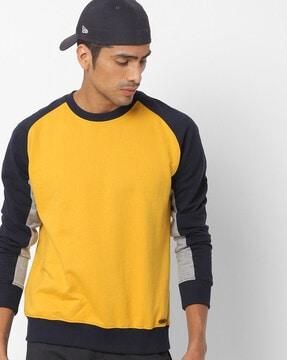 slim fit crew-neck sweatshirt with raglan sleeves