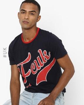 slim fit crew-neck t-shirt with brand print