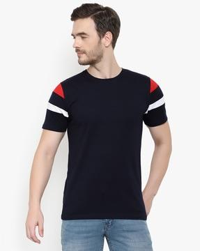 slim fit crew-neck t-shirt with contrast panels