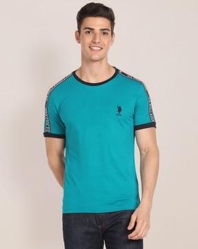 slim fit crew-neck t-shirt with contrast taping