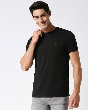 slim fit crew-neck t-shirt with logo embroidery