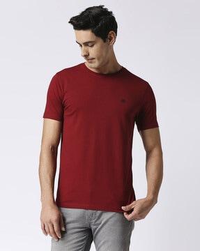 slim fit crew-neck t-shirt with logo embroidery