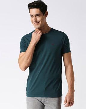 slim fit crew-neck t-shirt with logo embroidery