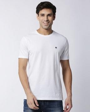 slim fit crew-neck t-shirt with logo embroidery