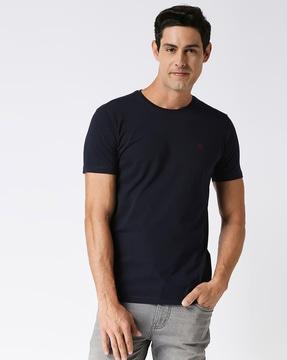 slim fit crew-neck t-shirt with logo embroidery