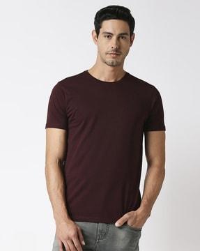 slim fit crew-neck t-shirt with logo embroidery