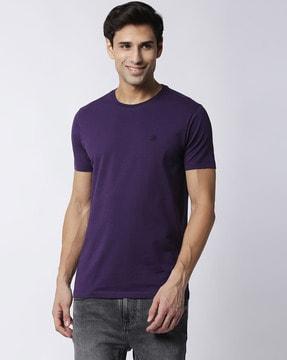 slim fit crew-neck t-shirt with logo embroidery