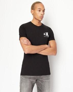 slim fit crew-neck t-shirt with optical logo print