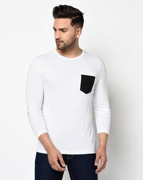 slim fit crew-neck t-shirt with patch pocket