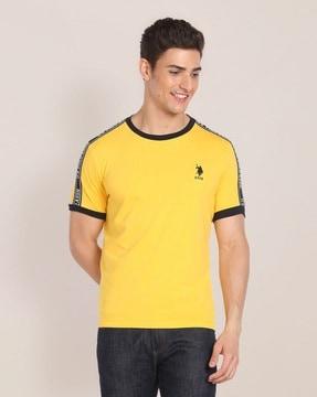 slim fit crewneck t-shirt with contrast taping