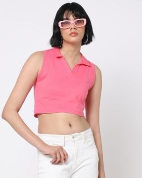 slim fit crop polo t-shirt