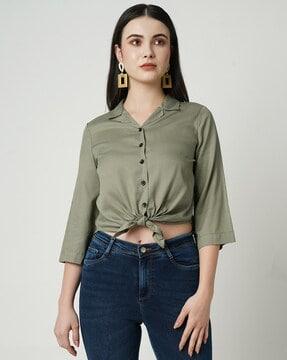 slim fit crop shirt