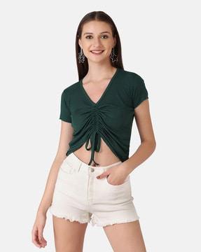 slim fit crop top with elasticated tie-up