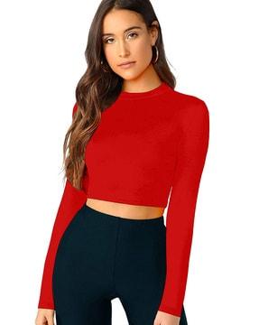 slim fit crop top with extended sleeves