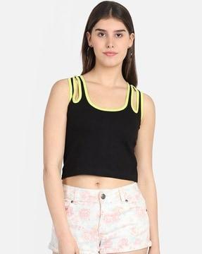 slim fit crop top with keyhole