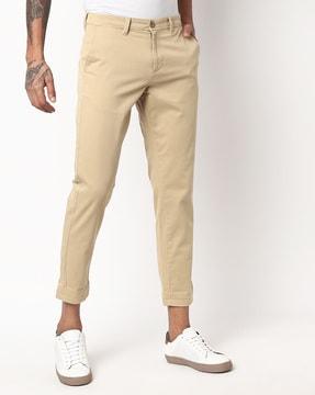 slim fit cropped chino pants with slip pockets