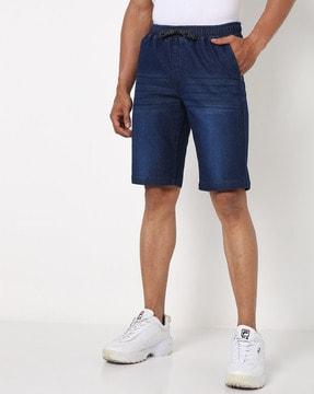 slim fit denim shorts with insert pockets