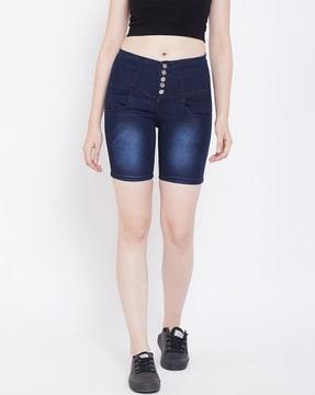 slim fit denim shorts with insert pockets