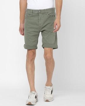 slim fit denim shorts with upturned hems