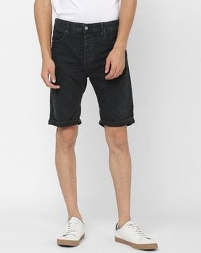 slim fit denim shorts with upturned hems