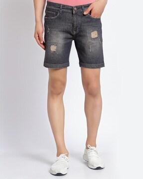 slim fit distress city shorts