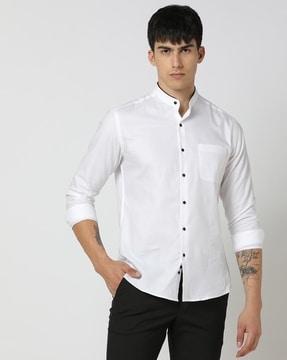 slim fit dobby full-sleeve shirt