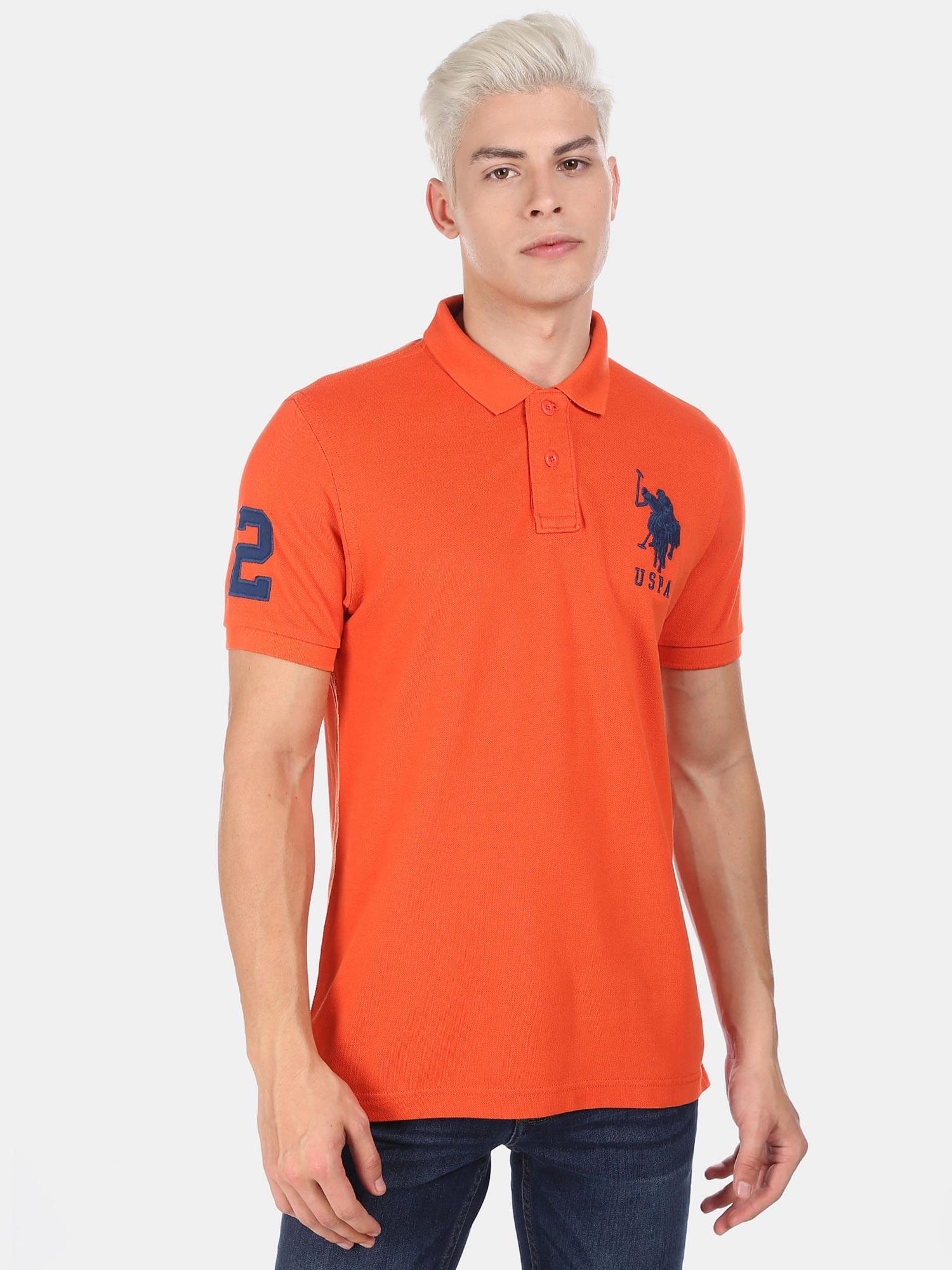 slim fit embroidered applique polo shirt