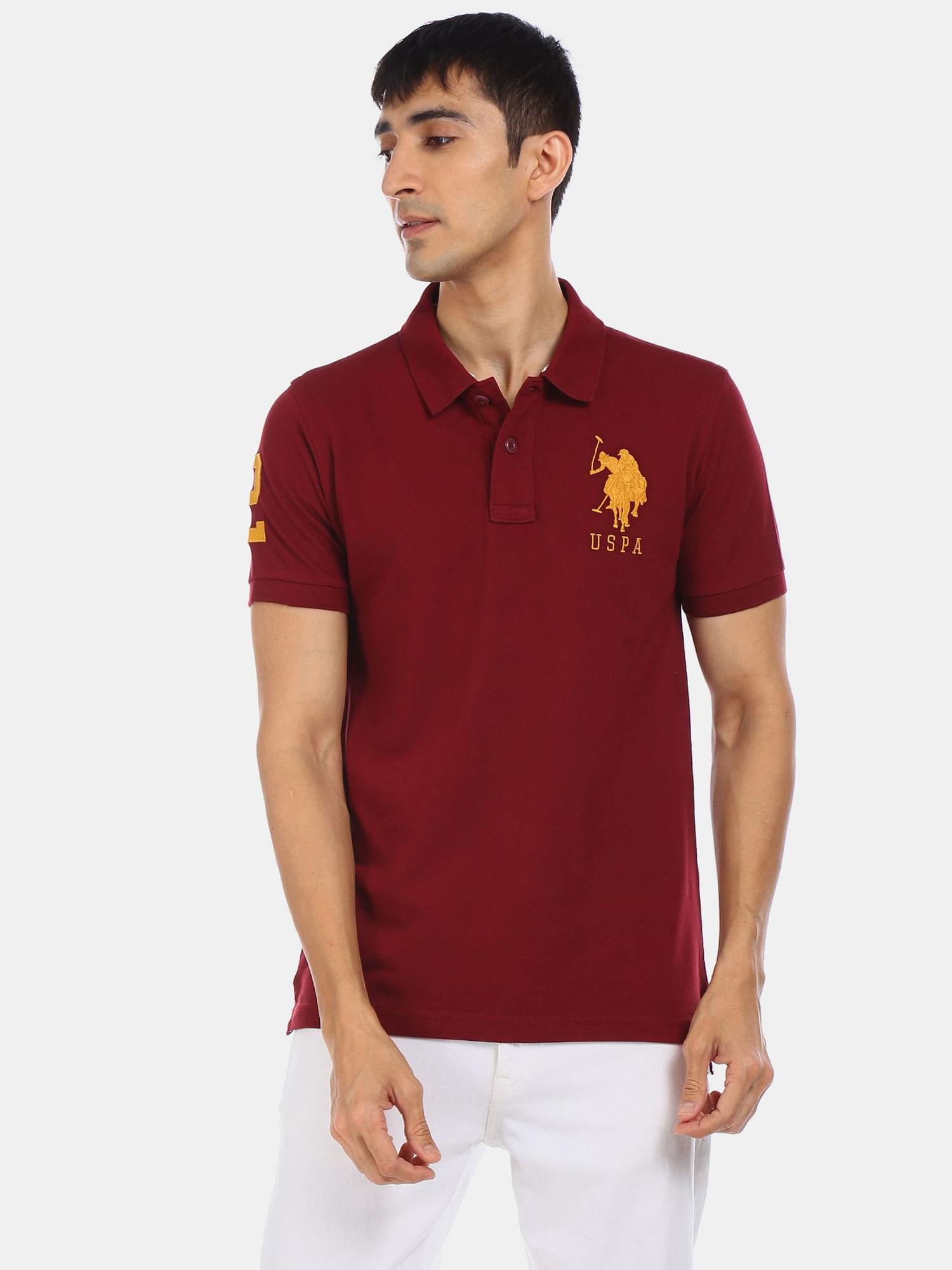 slim fit embroidered applique polo shirt