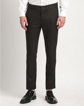 slim fit flant-front trousers