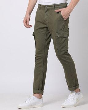 slim fit flat-front cargo chinos