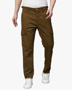 slim fit flat-front cargo pants with insert pockets