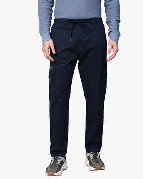 slim fit flat-front cargo pants with insert pockets