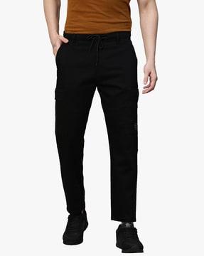 slim fit flat-front cargo pants with insert pockets