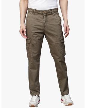 slim fit flat-front cargo pants with insert pockets