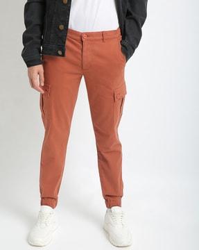 slim fit flat-front cargo pants