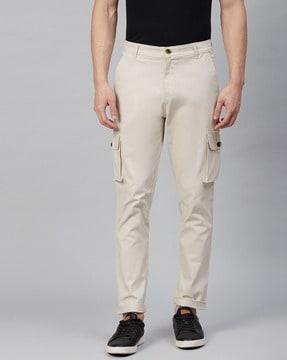 slim fit flat-front cargo pants